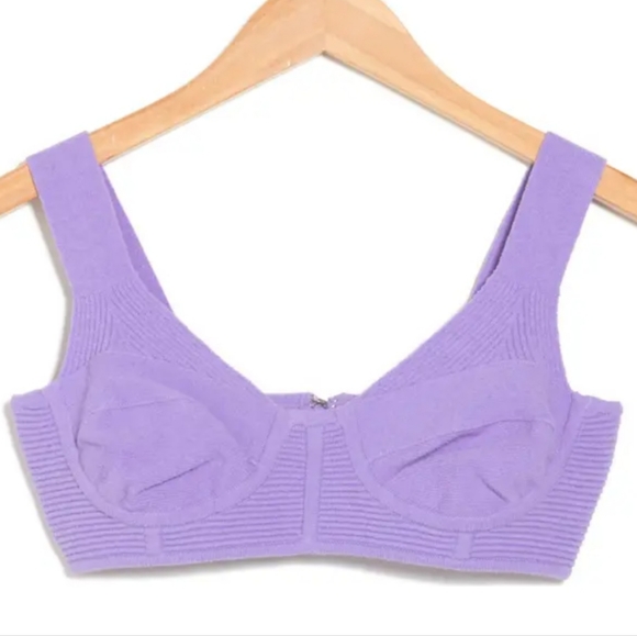 Herve Leger Bra Top Medium Orchid Purple Boucle Knit Fabric NWT - Picture 2 of 7